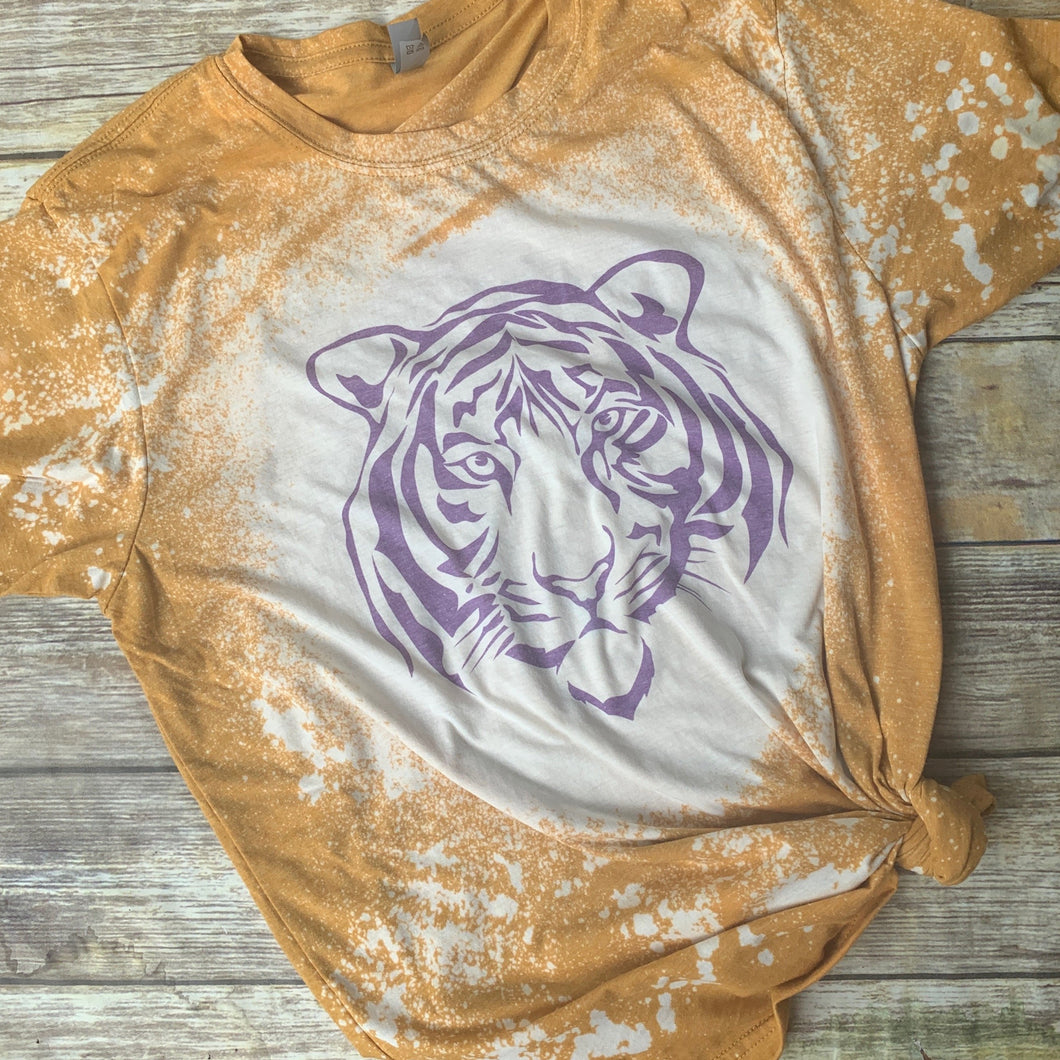 Adult Bleached Purple and Gold Tiger Tee
