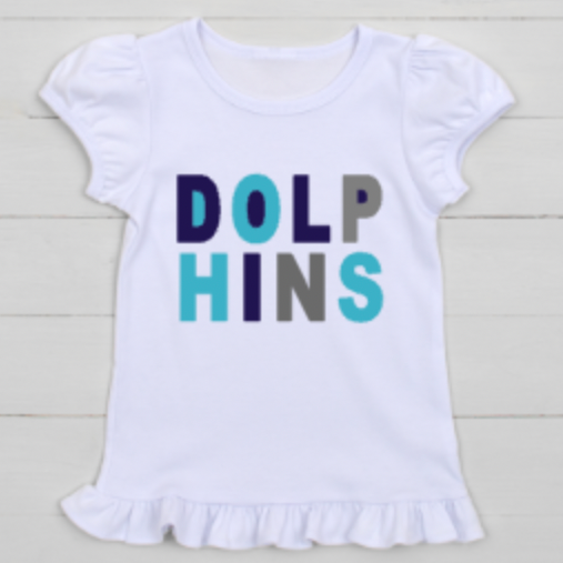 Dolphins Colorblock- Ruffle Tee