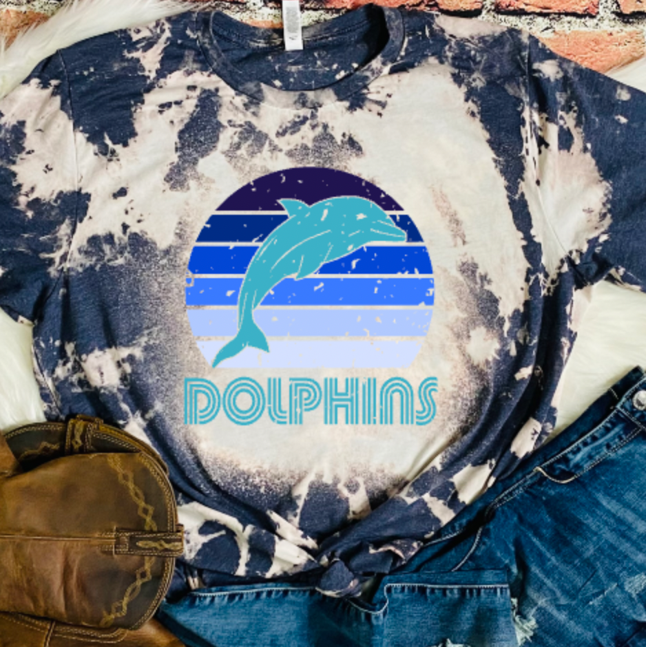 Dolphins Sunset Bleached Tee